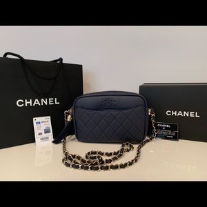 Chanel Camera Case Navy with Gold Details